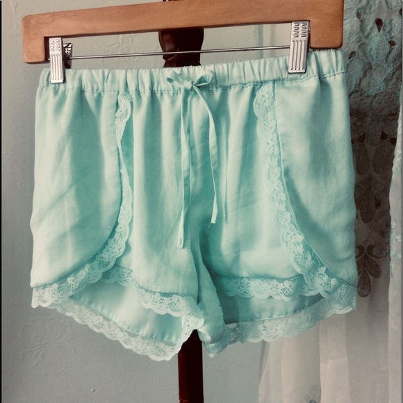 H&M DIVIDED Intimates & Sleepwear Nwot Silky Blue Lace Sleep Shorts